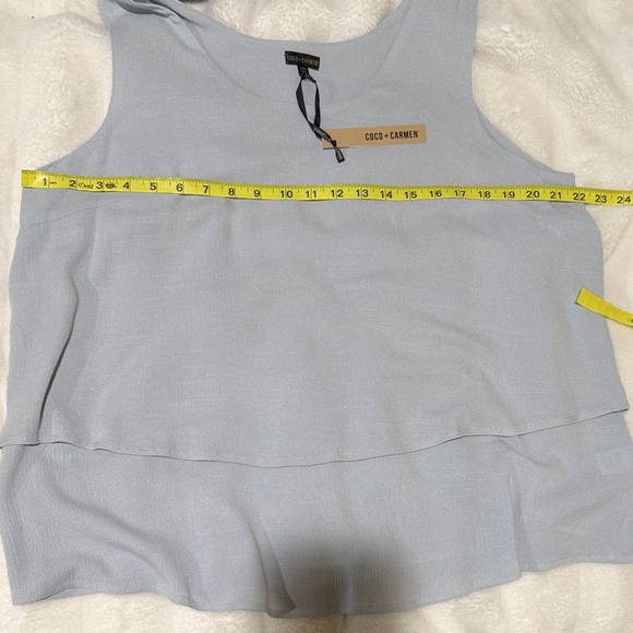 NWT Coco + Carmen Size L/XL Light Blue Layered Knit Tank - Picture 6 of 8